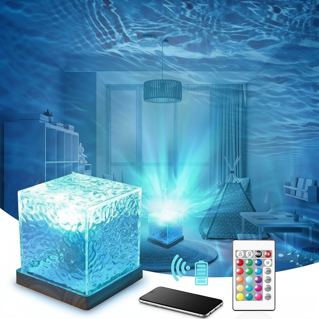 Rotating Water Ripple Night Light Aura Lamp