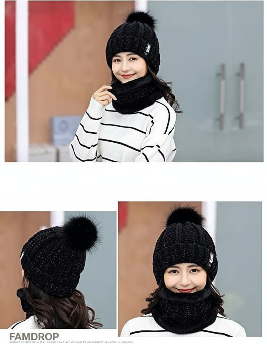 Unisex Woolen Cap Set
